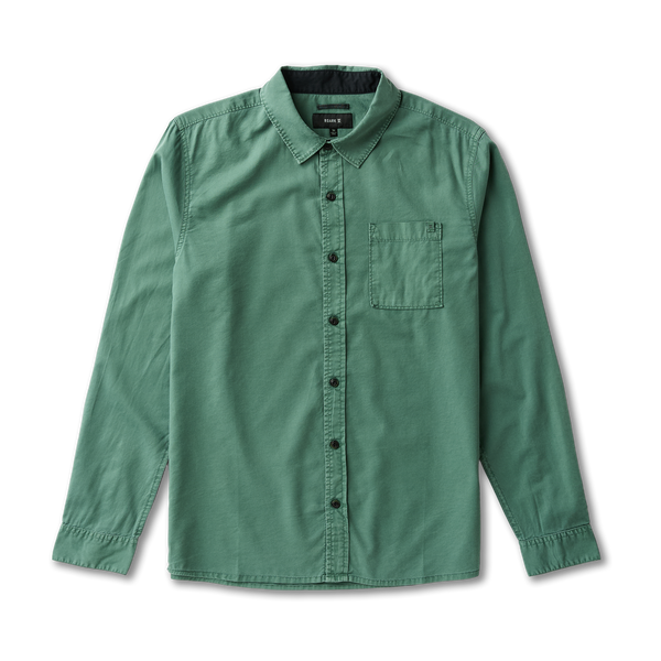 roark Made To Fade Long Sleeve Button Up Shirt in Washed Slate Green
