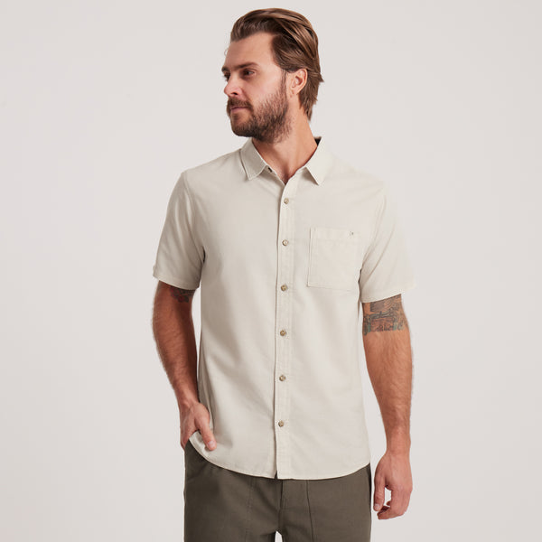 Roark Made To Fade Short Sleeve Button Up Shirt In Washed Bone