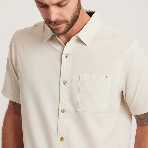 Roark Made To Fade Short Sleeve Button Up Shirt In Washed Bone