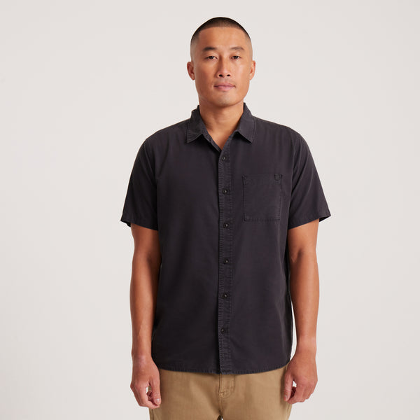 Roark Made To Fade Short Sleeve Button Up Shirt In Washed Charcoal