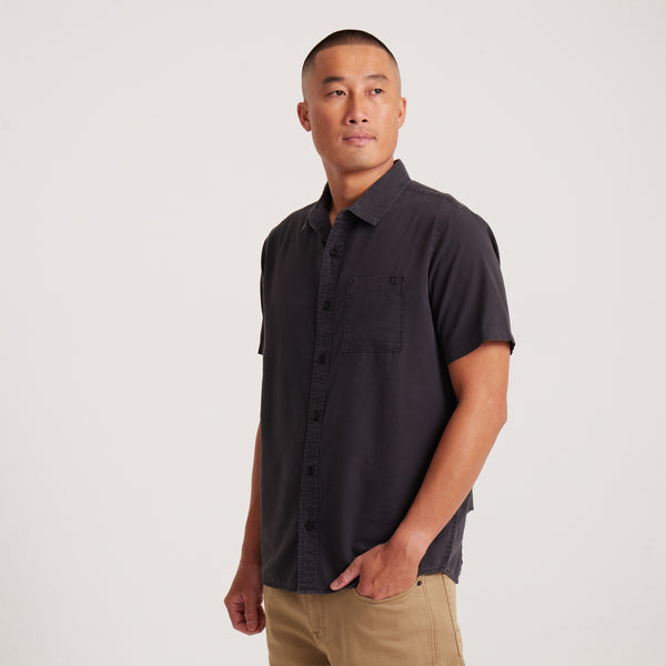 Roark Made To Fade Short Sleeve Button Up Shirt In Washed Charcoal