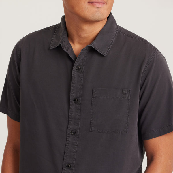 Roark Made To Fade Short Sleeve Button Up Shirt In Washed Charcoal