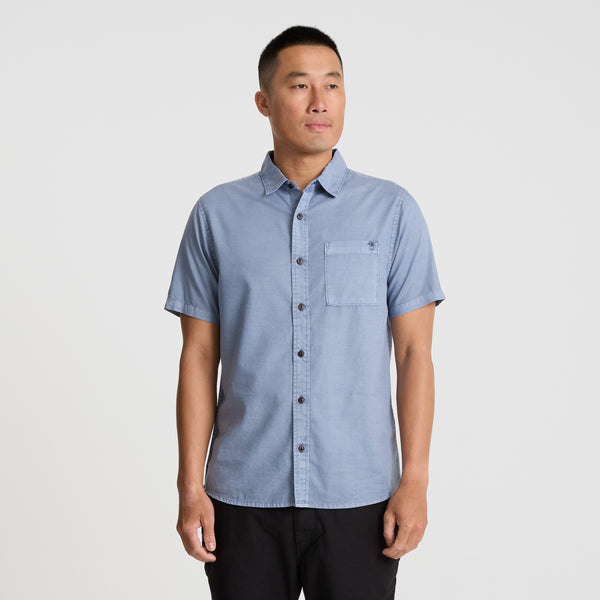 Roark Made To Fade Short Sleeve Button Up Shirt In Washed Slate