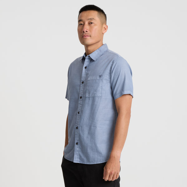 Roark Made To Fade Short Sleeve Button Up Shirt In Washed Slate