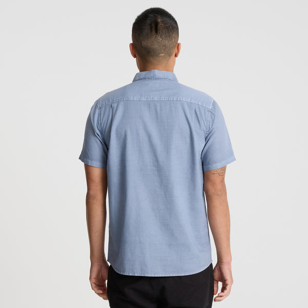 Roark Made To Fade Short Sleeve Button Up Shirt In Washed Slate