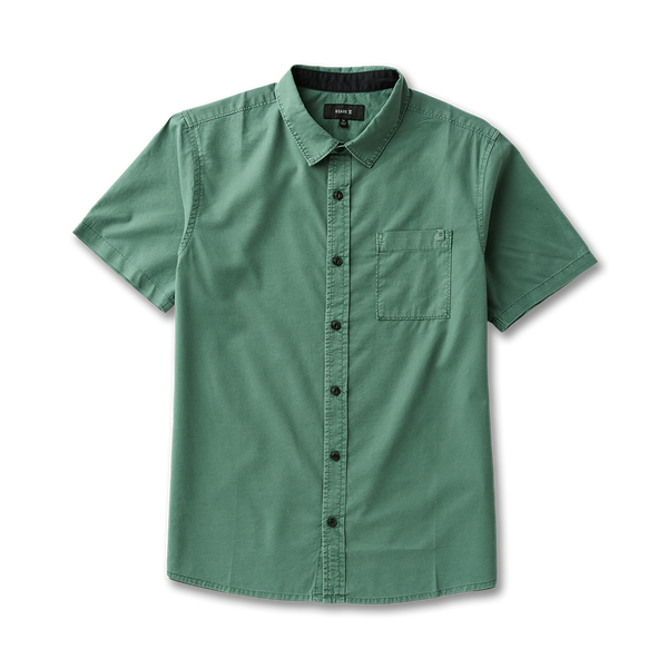 roark Made To Fade Short Sleeve Button Up Shirt in Washed Slate Green