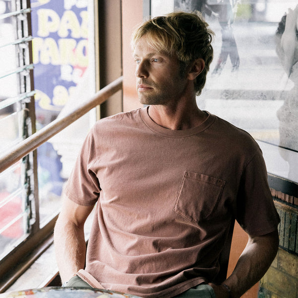 Roark Made To Fade Short Sleeve Tee In Washed Red Clay