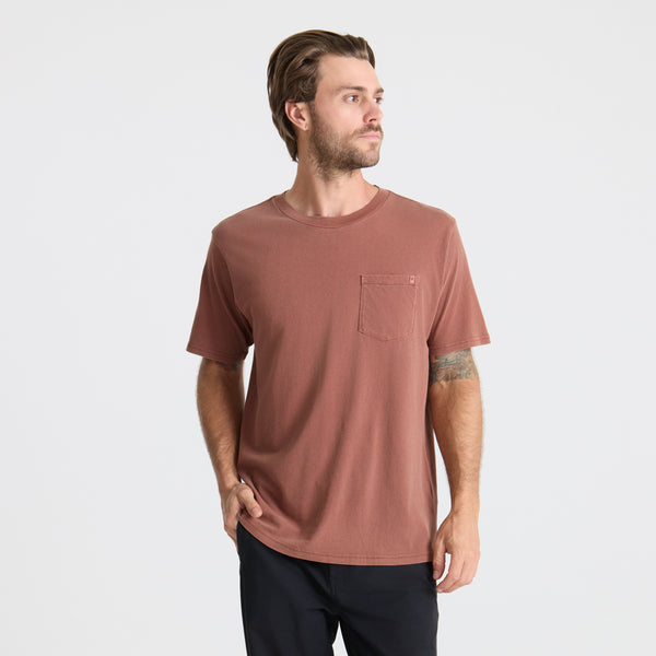 Roark Made To Fade Short Sleeve Tee In Washed Red Clay