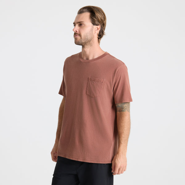 Roark Made To Fade Short Sleeve Tee In Washed Red Clay