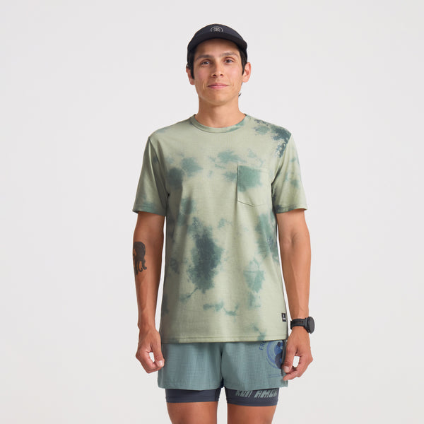 Roark Mathis Active Tie Dye Pkt Short Sleeve Tee In Seafoam