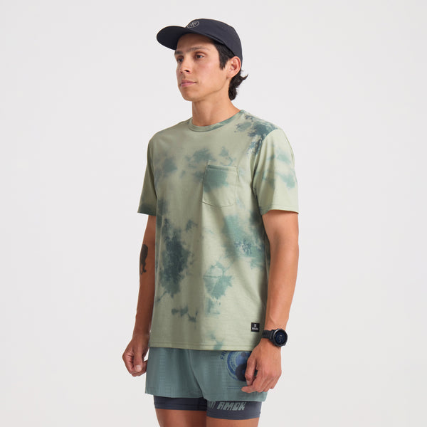 Roark Mathis Active Tie Dye Pkt Short Sleeve Tee In Seafoam