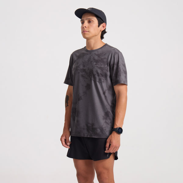 Roark Mathis Active Tie Dye Pocket Short Sleeve Tee In Grey