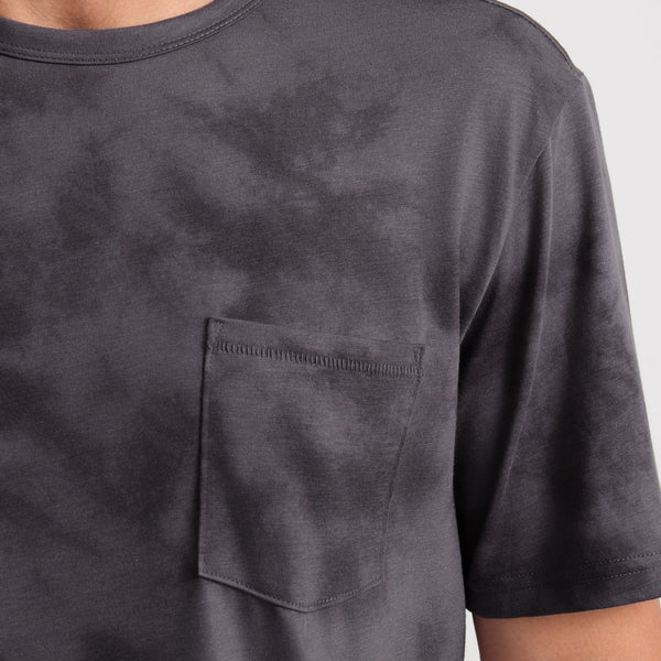 Roark Mathis Active Tie Dye Pocket Short Sleeve Tee In Grey