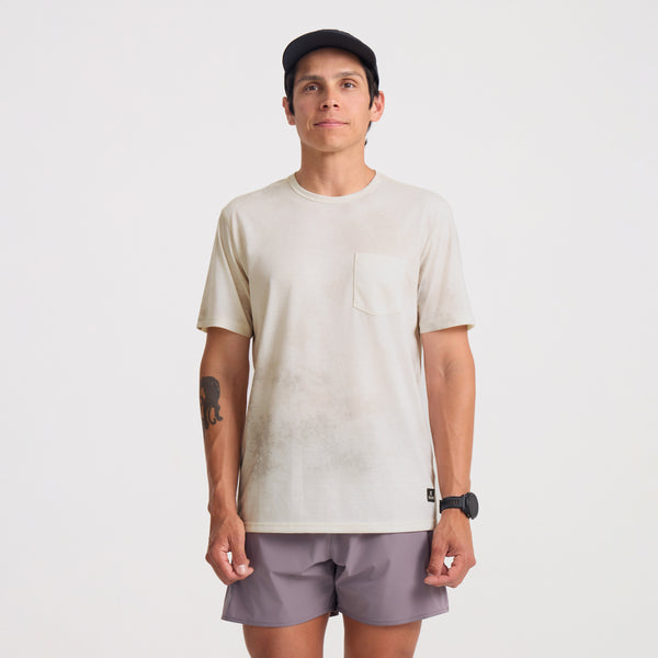 Roark Mathis Pocket Short Sleeve Active Tee In Unbleached Tie Dye