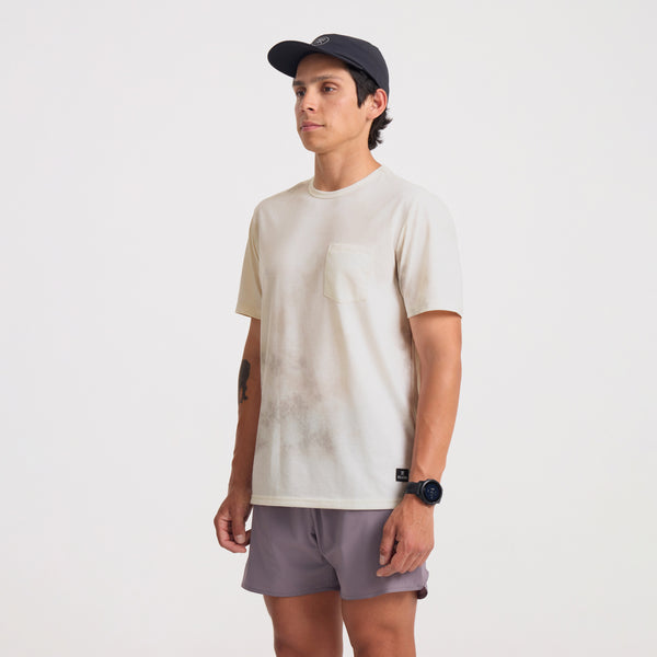 Roark Mathis Pocket Short Sleeve Active Tee In Unbleached Tie Dye