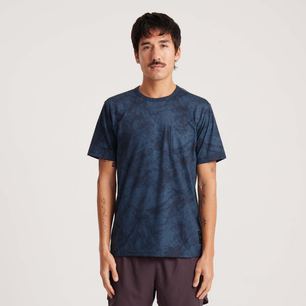 Roark Mathis Short Sleeve Active Tee In Navy Tie Die