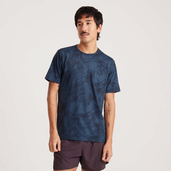 Roark Mathis Short Sleeve Active Tee In Navy Tie Die