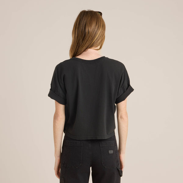 Roark Night Ride Cropped Boxy Premium Tee In Faded Black