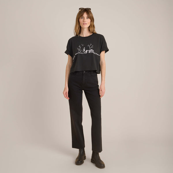 roark Night Ride Cropped Boxy Premium Tee in Faded Black
