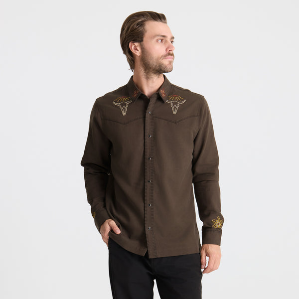 Roark On The Range Long Sleeve Button Up Shirt In Dark Brown
