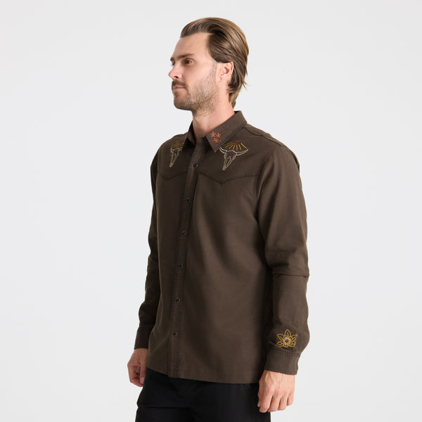 Roark On The Range Long Sleeve Button Up Shirt In Dark Brown