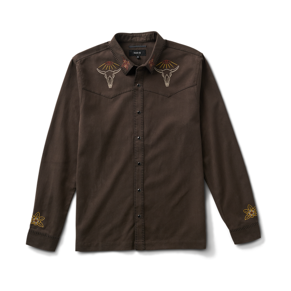 roark On the Range Long Sleeve Button Up Shirt in Dark Brown