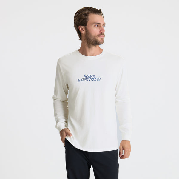 Roark Roaming Sunset Premium Long Sleeve Tee In Off White