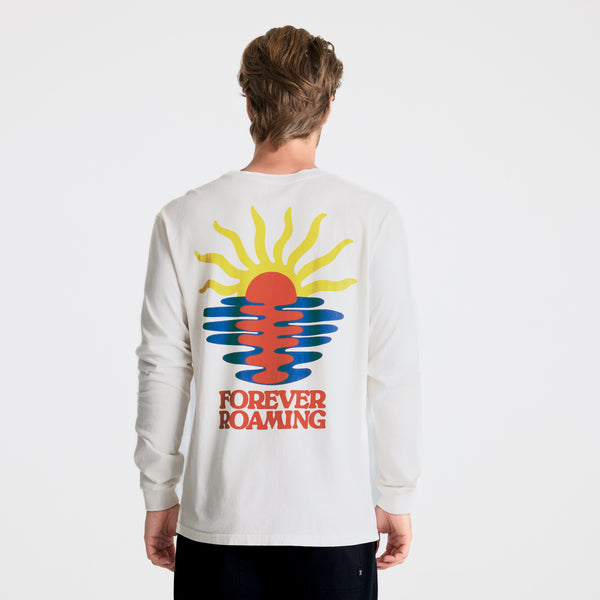 Roark Roaming Sunset Premium Long Sleeve Tee In Off White