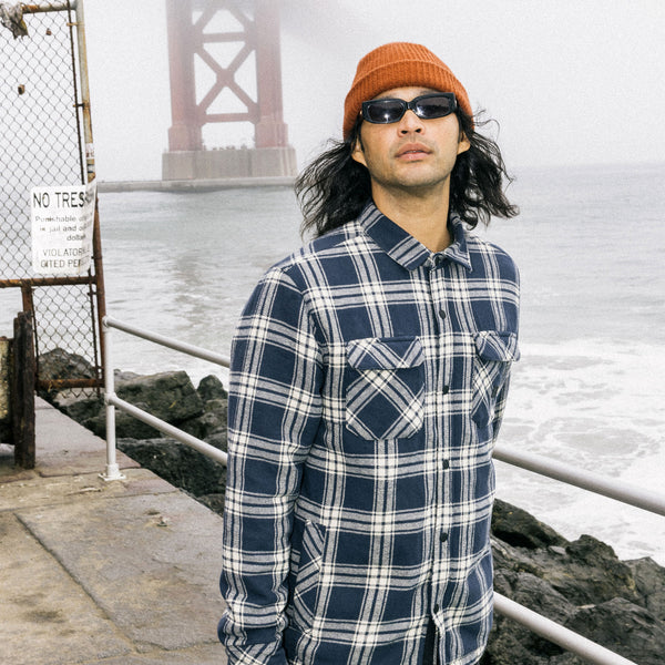 Roark Backwoods Overshirt Jacket Flannel In Navy
