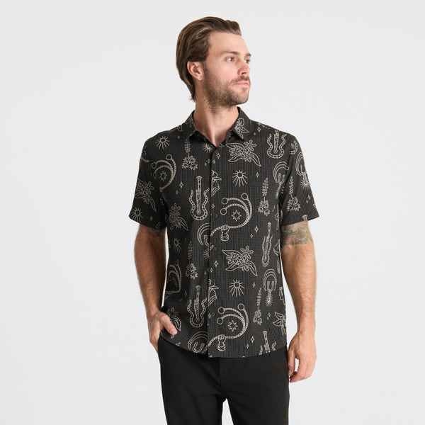 Roark Bless Up Breathable Stretch Shirt In Black