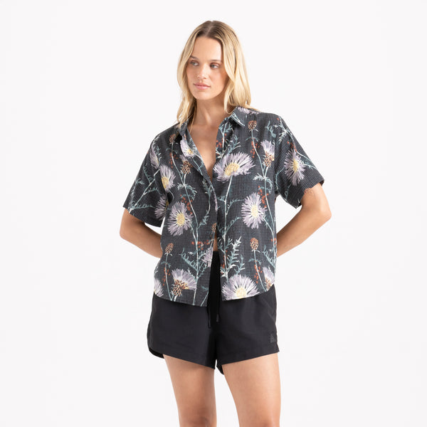 Roark Bless Up Breathable Stretch Shirt In Onyx