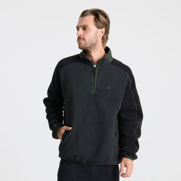 Roark Campover Fleece Mock Hoodie In Onyx