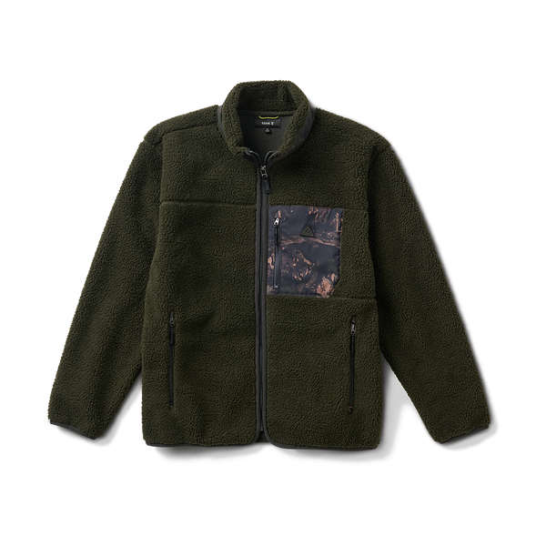 roark Campover Fleece Zip Hoodie in Dark Military