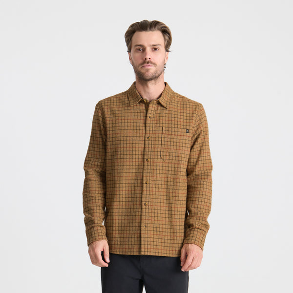 Roark Crossroads Organic Cotton Flannel In Khaki