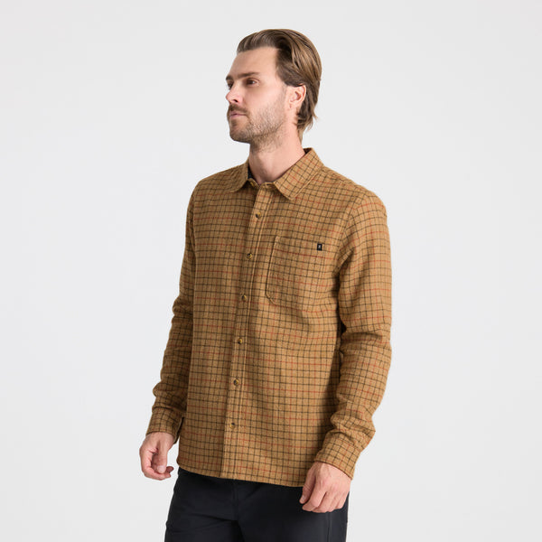 Roark Crossroads Organic Cotton Flannel In Khaki