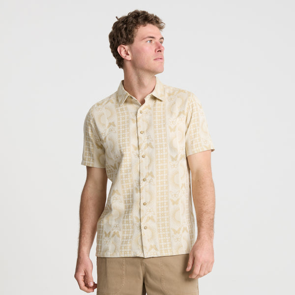 Roark Gonzo Short Sleeve Button Up Shirt In Sand
