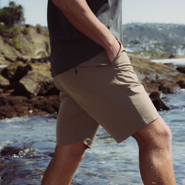 Roark Hytide Hybrid Shorts In Dark Khaki