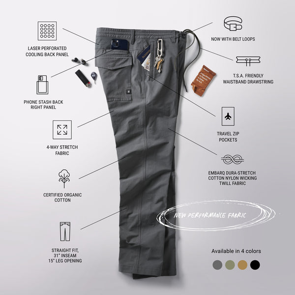 Roark Layover Pro Traveler Pants In Dark Khaki