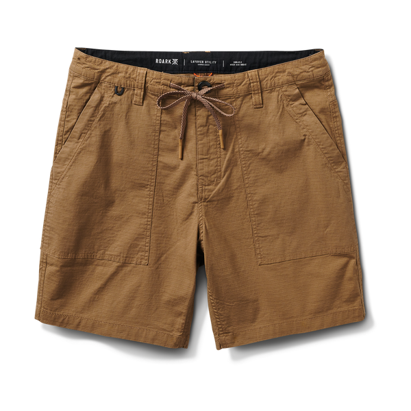 roark Layover Utility Ripstop Shorts in Dark Khaki