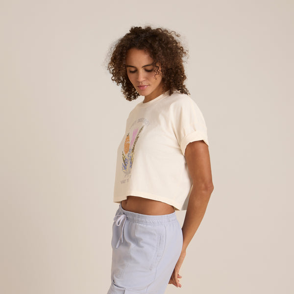 Roark Nature Cropped Boxy Premium Tee In Eggshell