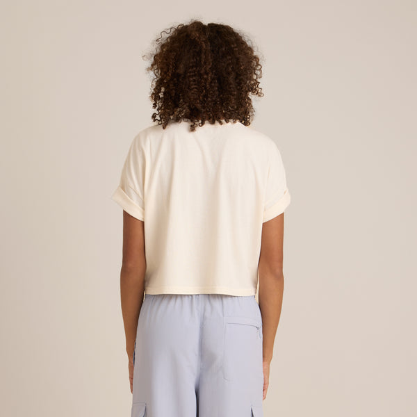Roark Nature Cropped Boxy Premium Tee In Eggshell