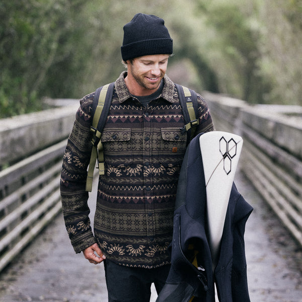 Roark Nordsman Jacquard Flannel In Dark Military