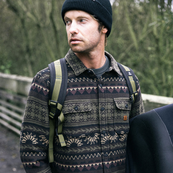 Roark Nordsman Jacquard Flannel In Dark Military