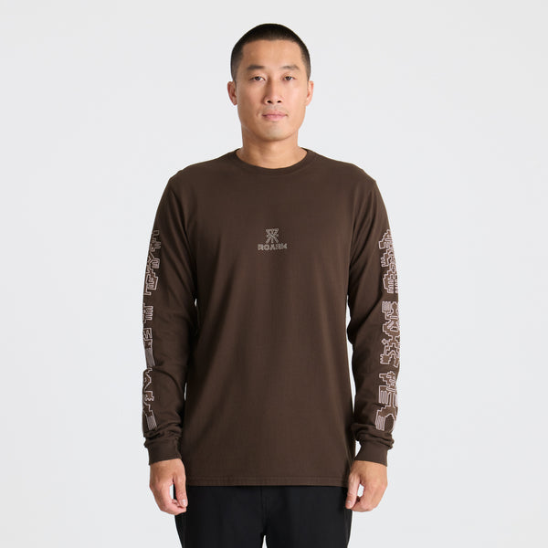 Roark Tomas Premium Long Sleeve Tee In Dark Brown