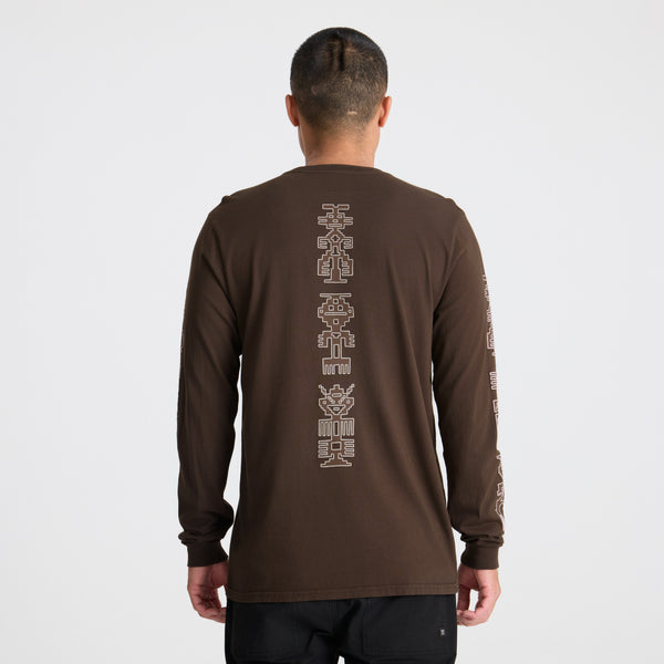 Roark Tomas Premium Long Sleeve Tee In Dark Brown