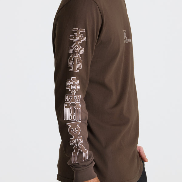 Roark Tomas Premium Long Sleeve Tee In Dark Brown