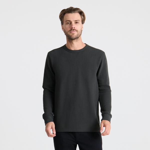 Roark Well Worn Thermal Long Sleeve Tee In Onyx