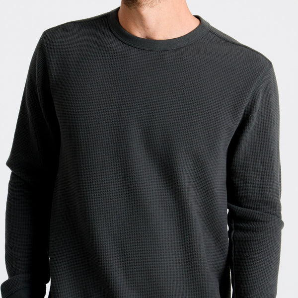 Roark Well Worn Thermal Long Sleeve Tee In Onyx