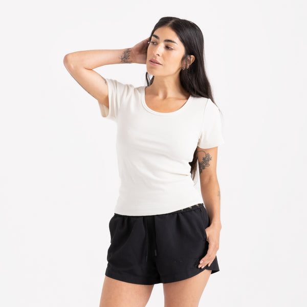 roark Wind Worn Short Sleeve Tee in Off White