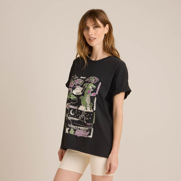 Roark Roark X H.O.D Oversized Premium Tee In Faded Black